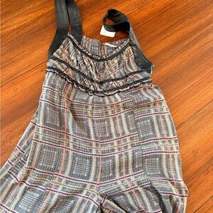 Free people Woven Plaid Sleeveless Jumpsuit nwt